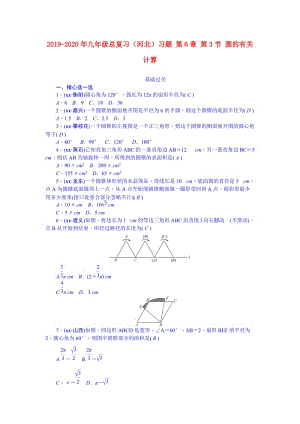 2019-2020年九年級總復(fù)習(xí)（河北）習(xí)題 第6章 第3節(jié) 圓的有關(guān)計算.doc