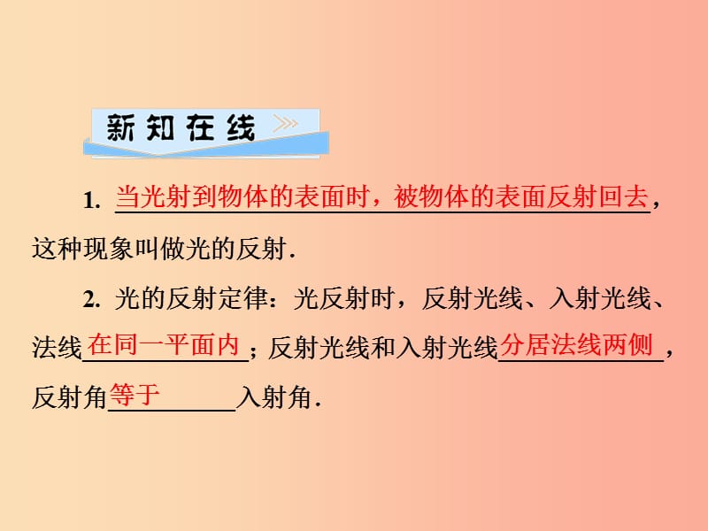 2019年八年级物理全册 第四章 第一节 光的反射（第2课时 光的反射）课件（新版）沪科版.ppt_第2页