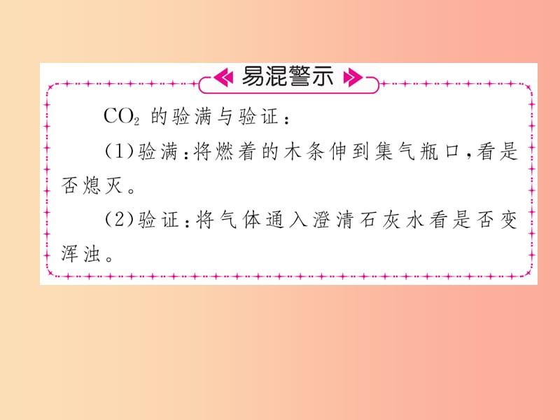 2019秋九年级化学上册 第6单元 碳和碳的氧化物 实验活动2 二氧化碳的实验室制取与性质作业课件 新人教版.ppt_第3页