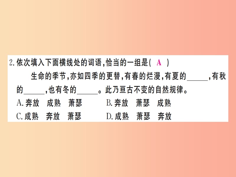 武汉专版2019年七年级语文上册第六单元检测卷习题课件新人教版.ppt_第3页