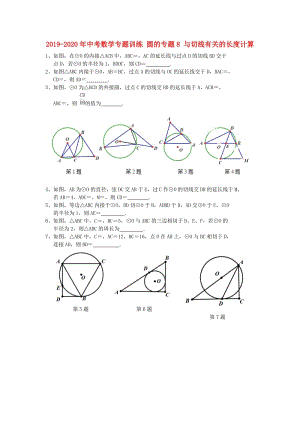 2019-2020年中考數(shù)學專題訓練 圓的專題8 與切線有關的長度計算.doc