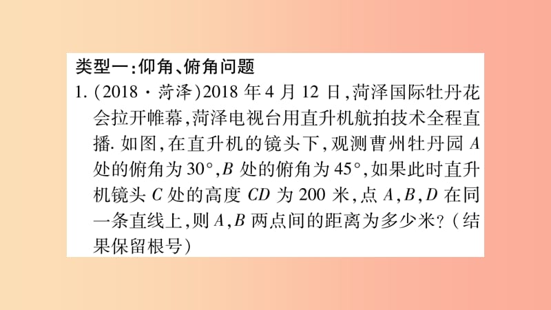 湖南省2019年中考数学复习 第二轮 中档题突破 专项突破7 解直角三角形的实际应用习题课件.ppt_第2页