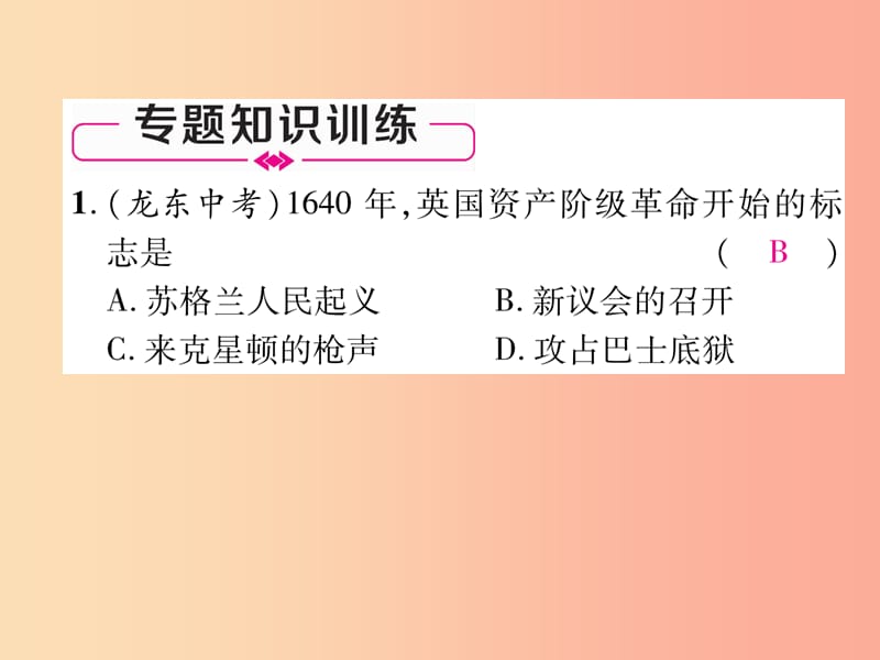 2019年秋九年级历史上册 专题3 欧美资产阶级革命课件 新人教版.ppt_第3页