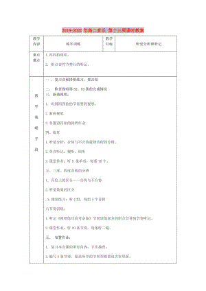 2019-2020年高二音樂(lè) 第十三周課時(shí)教案.doc