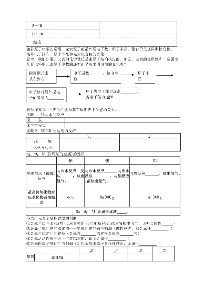 2019年高中化学 元素周期律（1、2、3课时）学案 新人教版必修2.doc_第3页