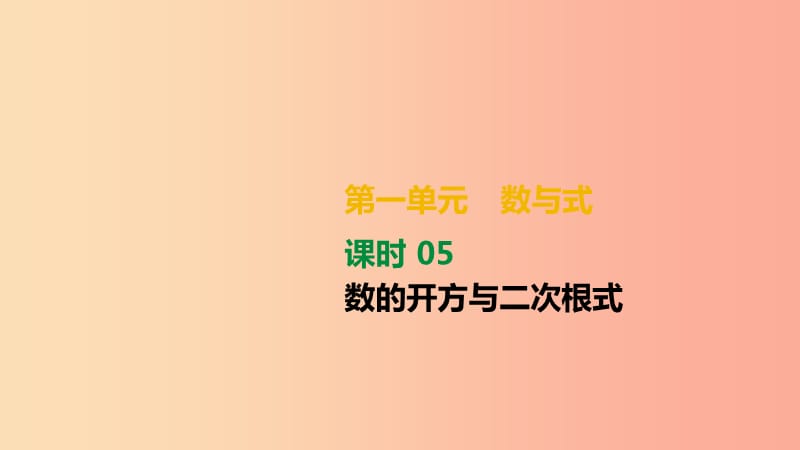 湖南省2019年中考数学总复习 第一单元 数与式 课时05 数的开方与二次根式课件.ppt_第1页