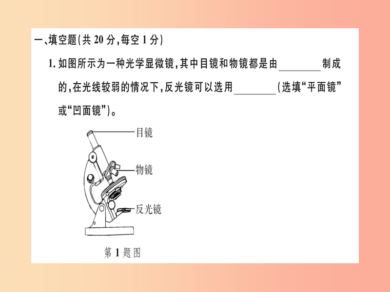 江西专版2019年八年级物理上册第五章透镜及其应用检测卷习题课件 新人教版.ppt_第1页