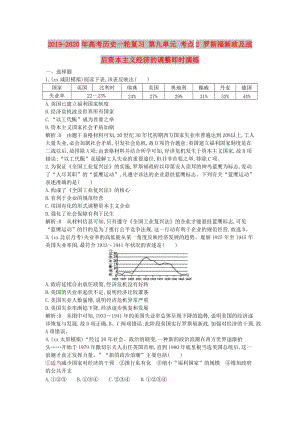 2019-2020年高考?xì)v史一輪復(fù)習(xí) 第九單元 考點(diǎn)2 羅斯福新政及戰(zhàn)后資本主義經(jīng)濟(jì)的調(diào)整即時(shí)演練.doc