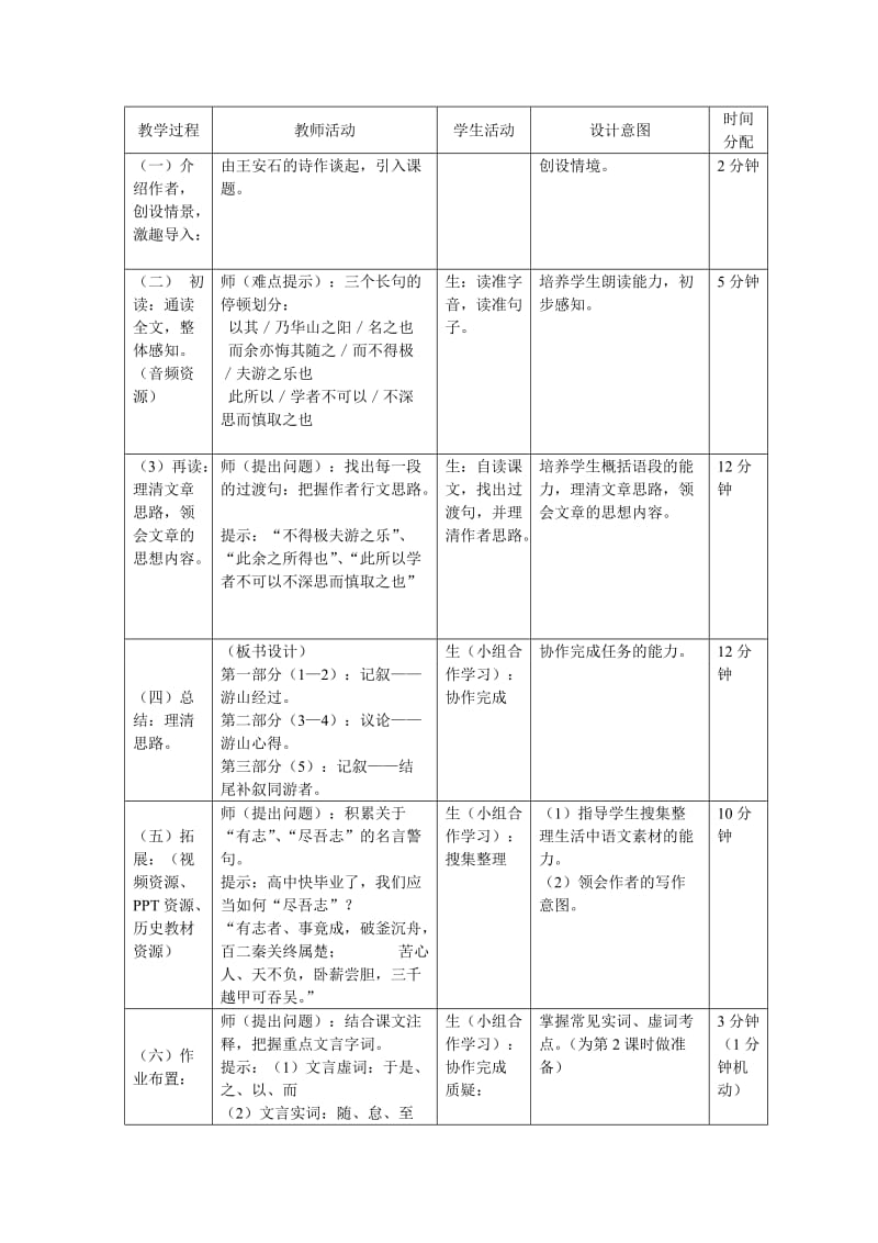 2019-2020年高考语文 游褒禅山记（第三段）教学设计 新人教版必修2.doc_第2页