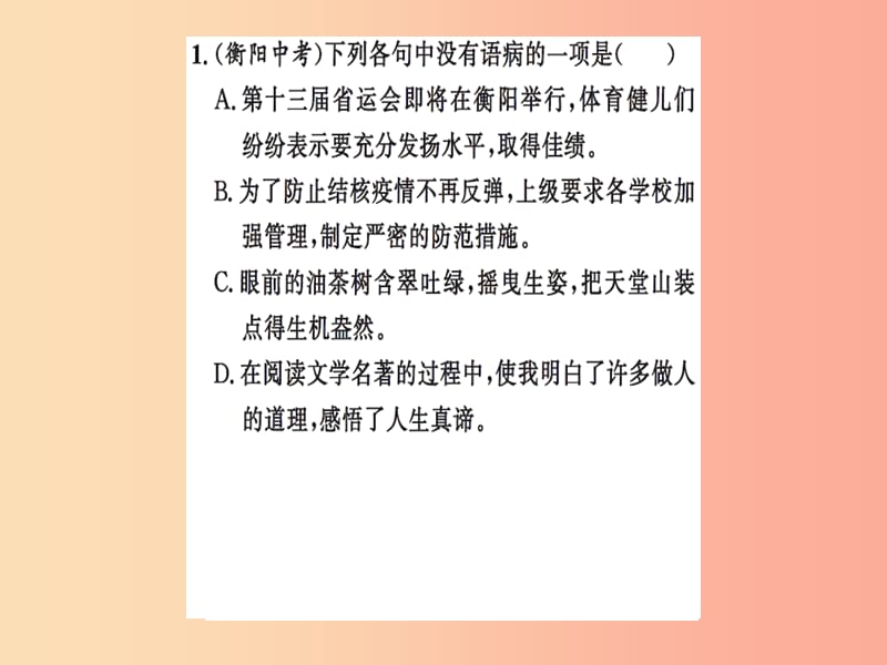 2019九年级语文下册期末专题复习三蹭辨析与修改习题课件新人教版.ppt_第2页