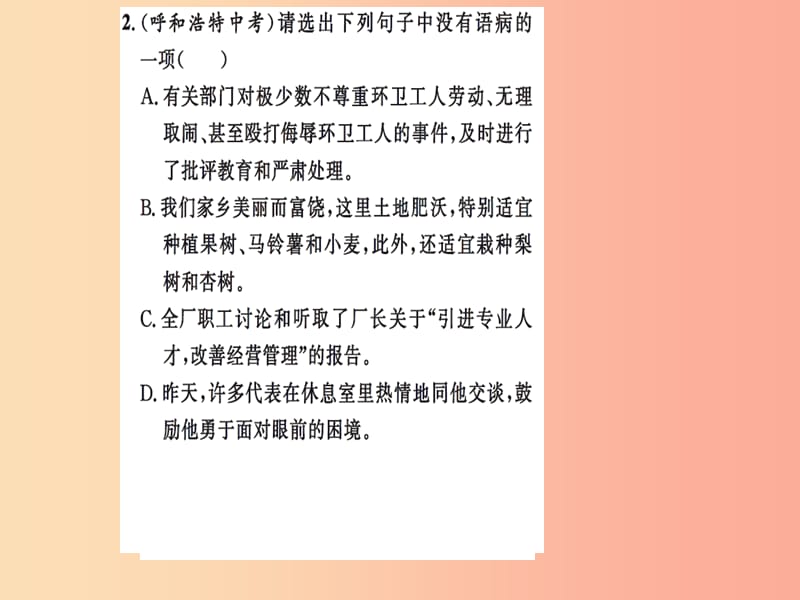 2019九年级语文下册期末专题复习三蹭辨析与修改习题课件新人教版.ppt_第3页