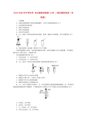 2019-2020年中考化學(xué) 考點(diǎn)跟蹤突破第12講 二氧化碳的性質(zhì)（含答案）.doc