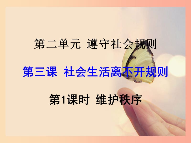 八年级道德与法治上册 第二单元 遵守社会规则 第三课 社会生活离不开规则 第1框 维护秩序课件3 新人教版.ppt_第1页