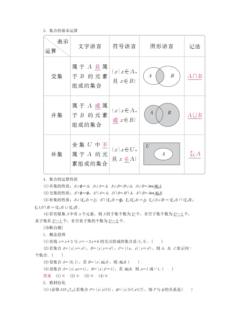 2019-2020年高考数学一轮复习第1章集合与常用逻辑用语1.1集合的概念与运算学案文.doc_第2页