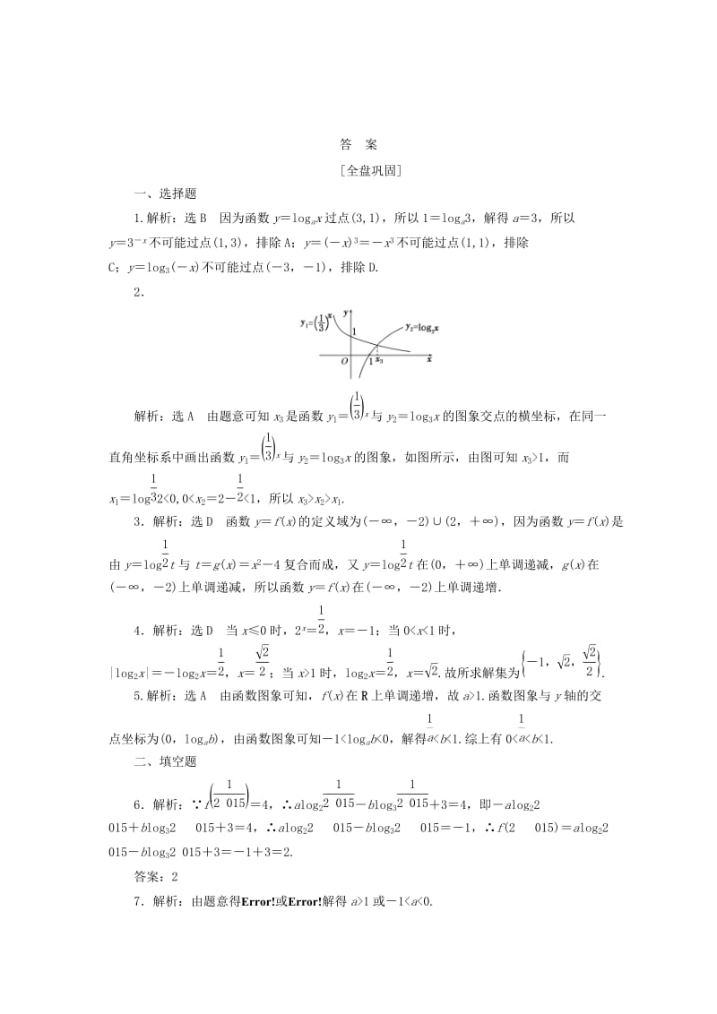 2019-2020年高考数学一轮复习第二章函数概念与基本初等函数I第六节对数与对数函数课后作业理.doc_第3页