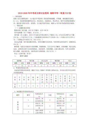 2019-2020年中考語(yǔ)文研討會(huì)資料 相邸中學(xué)一輪復(fù)習(xí)計(jì)劃.doc