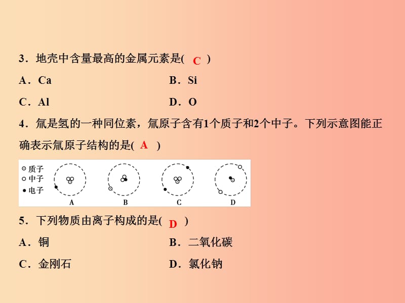 2019年秋九年级化学上册 第三单元 物质构成的奥秘综合检测卷习题课件 新人教版.ppt_第3页