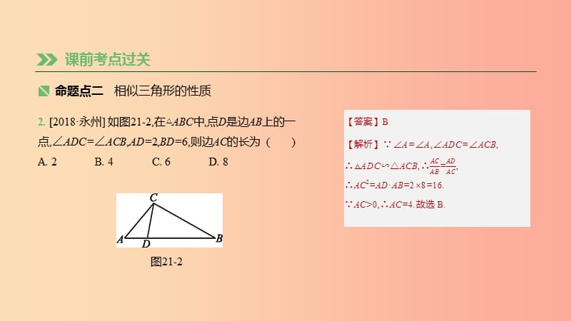 湖南省2019年中考数学总复习 第四单元 三角形 课时21 图形的相似课件.ppt_第3页