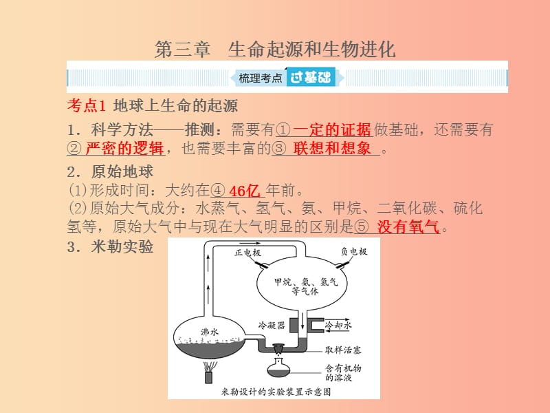 山东省2019年中考生物总复习 第七单元 生物圈中生命的延续和发展 第三章 生命起源和生物进化课件 (2).ppt_第1页