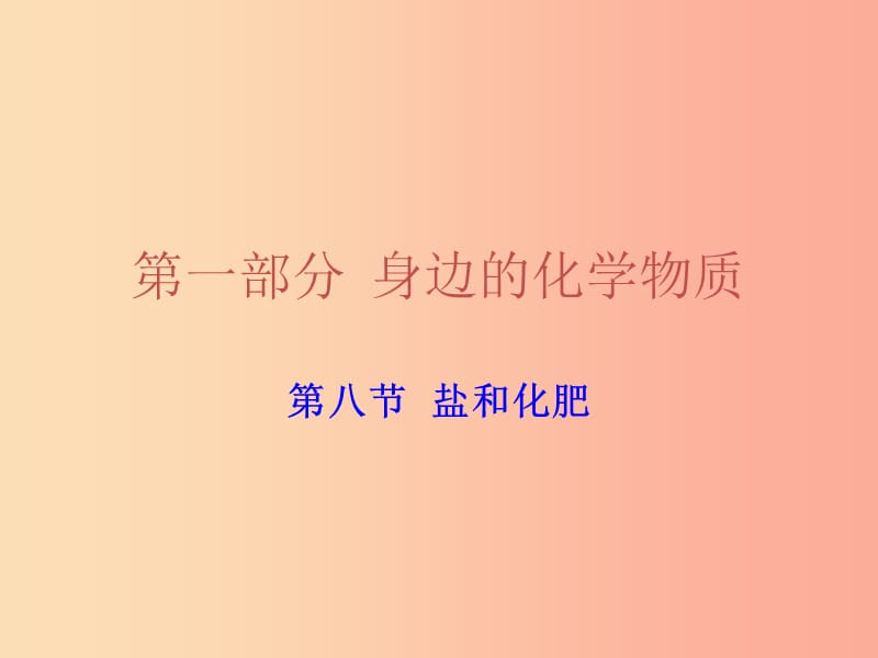 广东省2019年中考化学复习 第一部分 身边的化学物质 第八节 盐和化肥课件.ppt_第1页