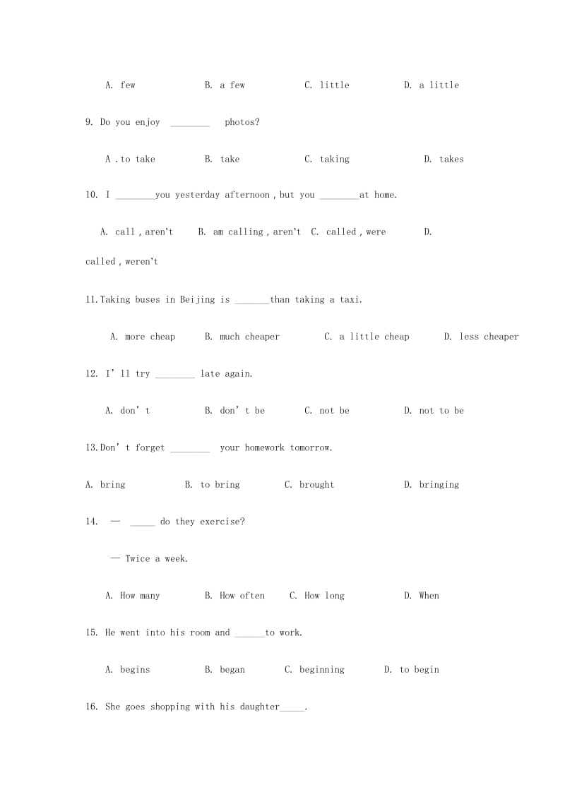 2019-2020年八年级上学期第一次月考英语试题（A卷）.doc_第2页