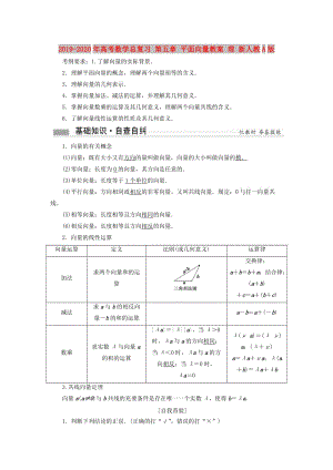 2019-2020年高考數(shù)學(xué)總復(fù)習(xí) 第五章 平面向量教案 理 新人教A版.DOC