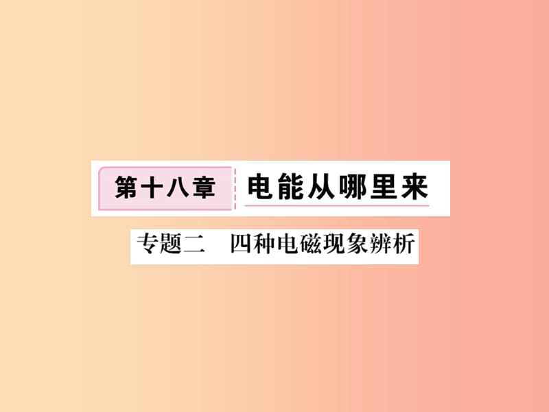 九年级物理全册 专题二 四种电磁现象辨析习题课件 （新版）沪科版.ppt_第1页