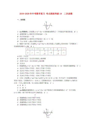 2019-2020年中考數(shù)學復習 考點跟蹤突破10　二次函數(shù).doc