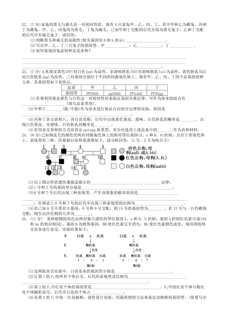 2019-2020年高考生物一轮复习《第一章 遗传因子的发现》单元综合测试 新人教版必修2.doc_第3页