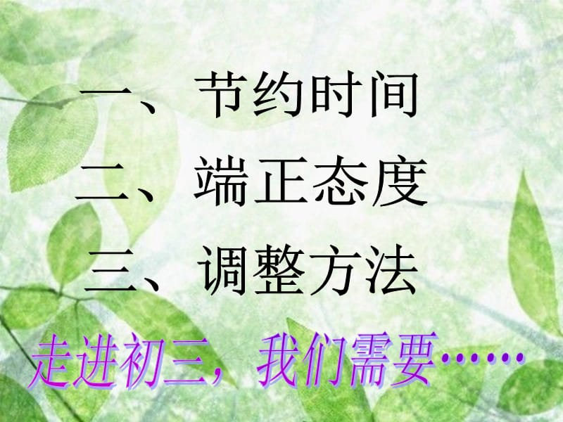 中学班会优秀课件：走进初三我们需要.ppt_第1页