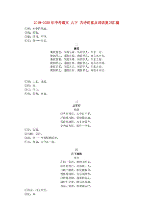 2019-2020年中考語文 九下 古詩詞重點(diǎn)詞語復(fù)習(xí)匯編.doc