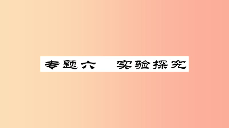 2019年中考化学总复习 第二轮 专题训练 提升能力 专题六 实验探究课件.ppt_第1页