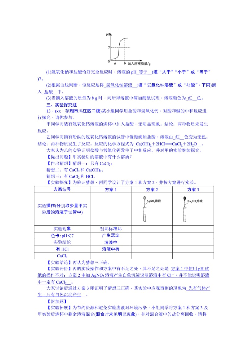 2019-2020年九年级总复习练习册：第18讲 酸和碱的中和反应.doc_第3页