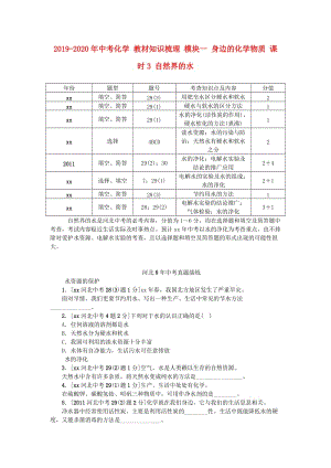 2019-2020年中考化學(xué) 教材知識(shí)梳理 模塊一 身邊的化學(xué)物質(zhì) 課時(shí)3 自然界的水.doc