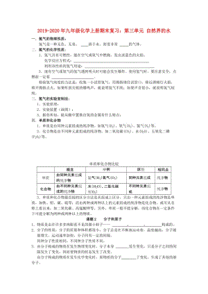 2019-2020年九年級(jí)化學(xué)上冊(cè)期末復(fù)習(xí)：第三單元 自然界的水.doc