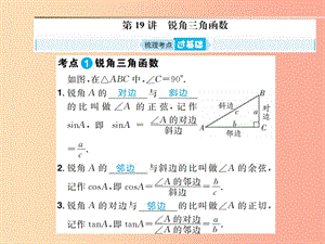 安徽省2019年中考數(shù)學(xué)總復(fù)習(xí) 第一部分 系統(tǒng)復(fù)習(xí) 成績(jī)基石 第四章 三角形 第19講 銳角三角函數(shù)課件.ppt