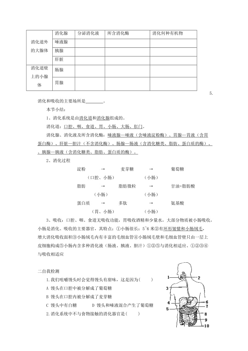 2019-2020年七年级生物下册第四单元第二章人体的营养预习检测（新版）新人教版.doc_第3页