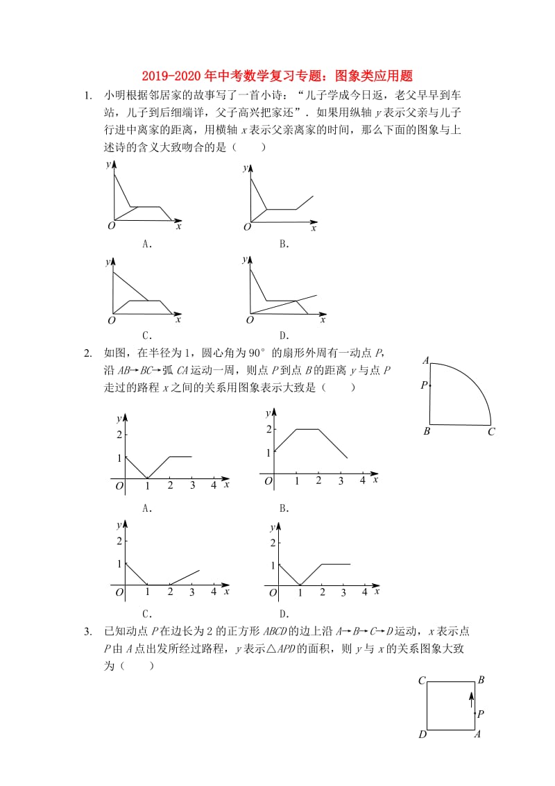 2019-2020年中考数学复习专题：图象类应用题.doc_第1页