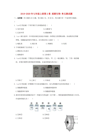 2019-2020年七年級(jí)上冊(cè)第2章 觀察生物 單元測(cè)試題.doc