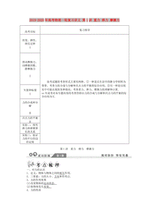 2019-2020年高考物理一輪復(fù)習(xí)講義 第1講 重力 彈力 摩擦力.doc