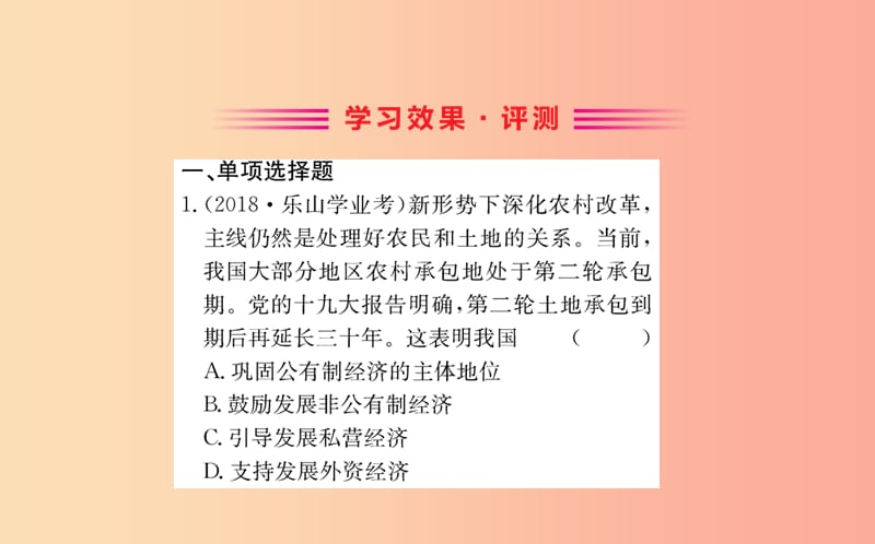 八年级道德与法治下册 第三单元 人民当家作主 第五课 我国基本制度 第一框 基本经济制度训练 新人教版.ppt_第2页