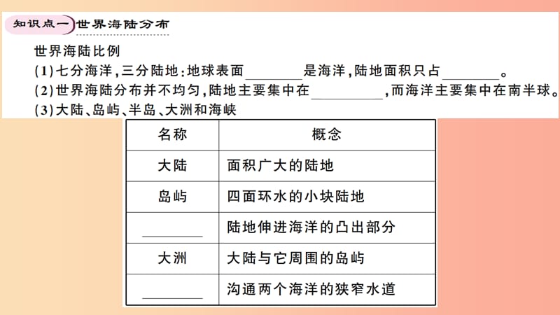 七年级地理上册 期末知识梳理 第二章 陆地和海洋习题课件 新人教版.ppt_第2页