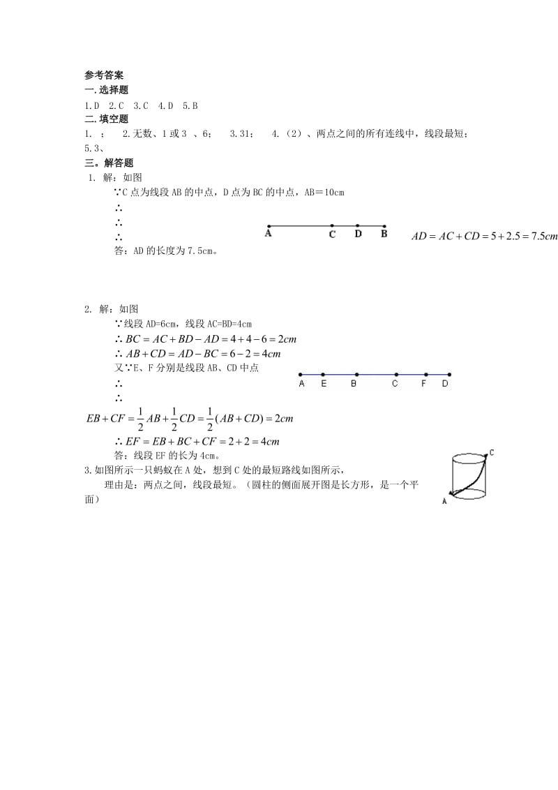 2019-2020年七年级数学上册第四章 4.2（第1课时 ）直线、射线、线段练习题 新人教版.doc_第3页