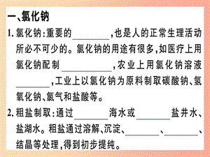 九年級(jí)化學(xué)下冊第十一單元鹽化肥課題1第1課時(shí)氯化鈉碳酸鈉碳酸氫鈉和碳酸鈣習(xí)題課件新人教版.ppt