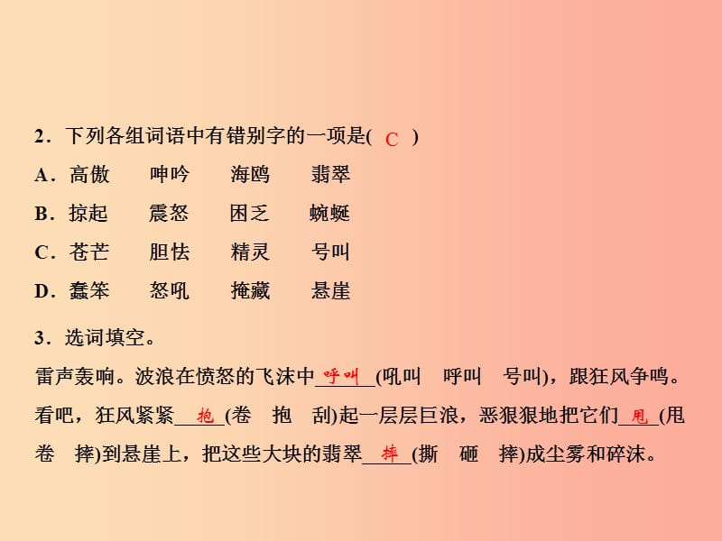 2019年春九年级语文下册 第一单元 4 海燕习题课件 新人教版.ppt_第3页