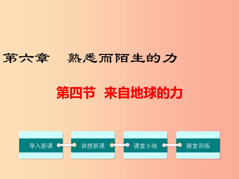 八年级物理全册 第六章 第四节 来自地球的力课件 （新版）沪科版.ppt_第1页