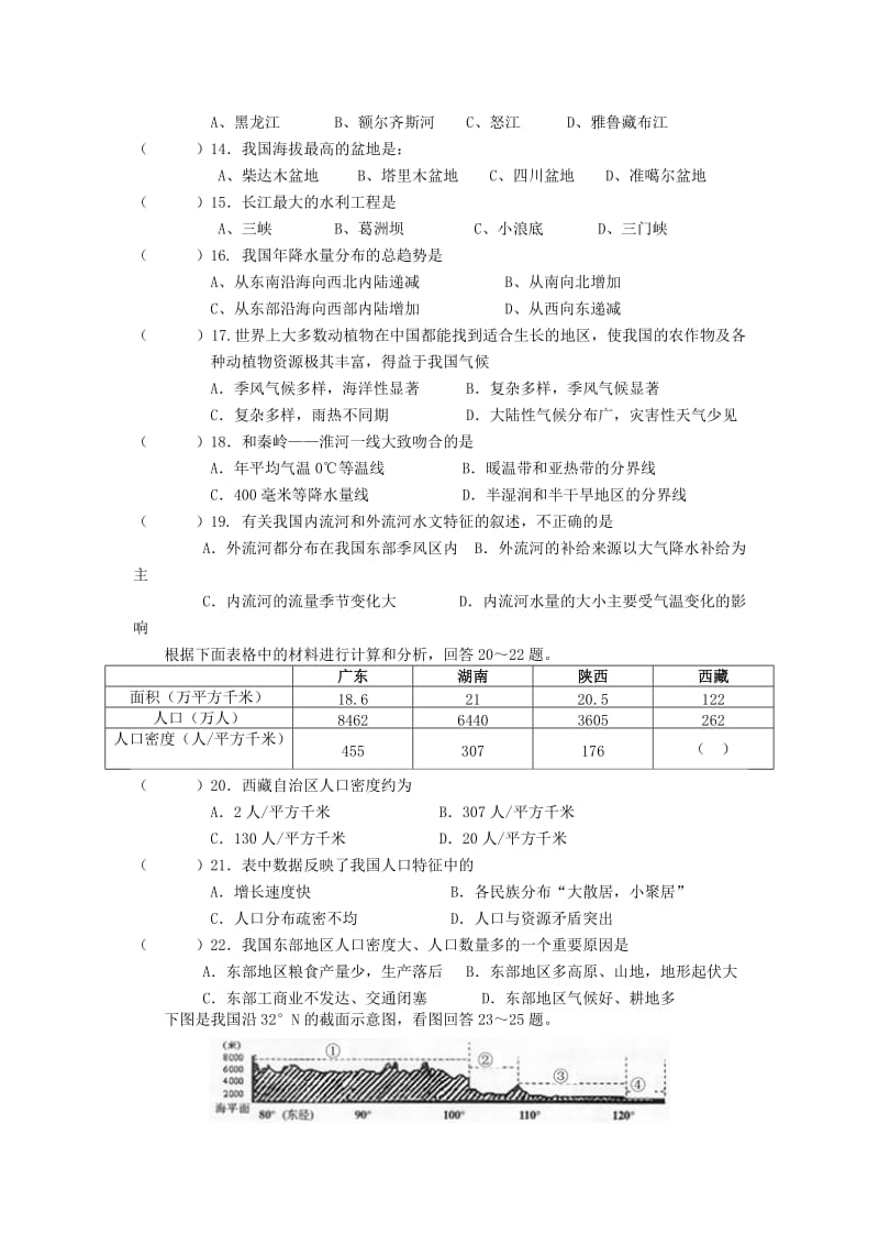 2019-2020年八年级上册地理月考试卷 .doc_第2页