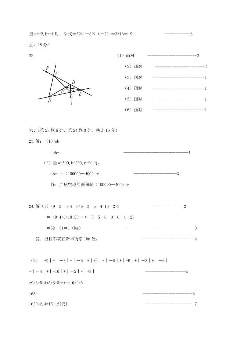 2019-2020年七年级数学上学期期末考试试题答案(II).doc_第2页