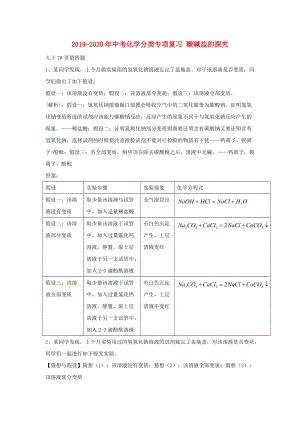 2019-2020年中考化學分類專項復習 酸堿鹽的探究.doc