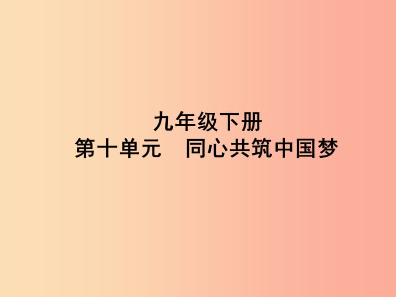 山东省聊城市2019年中考道德与法治 九下 第十单元 同心共筑中国梦复习课件.ppt_第1页